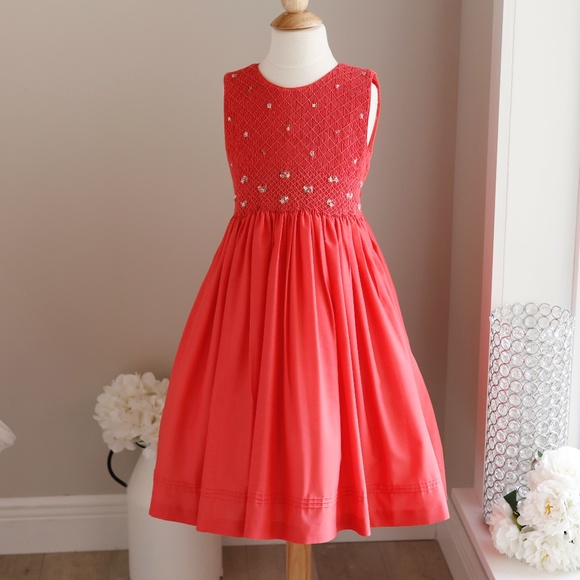 New Smocked Dress Luli & Me Size 8 Embroidery Spring Portrait Sleeveless NWOT - Picture 1 of 5